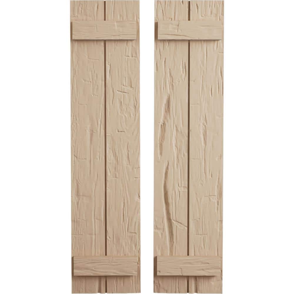 11 in. x 38 in. Timberthane Polyurethane 2-Board Joined Board-n-Batten Hand Hewn Faux Wood Shutters Pair price history on PriceWatchPro