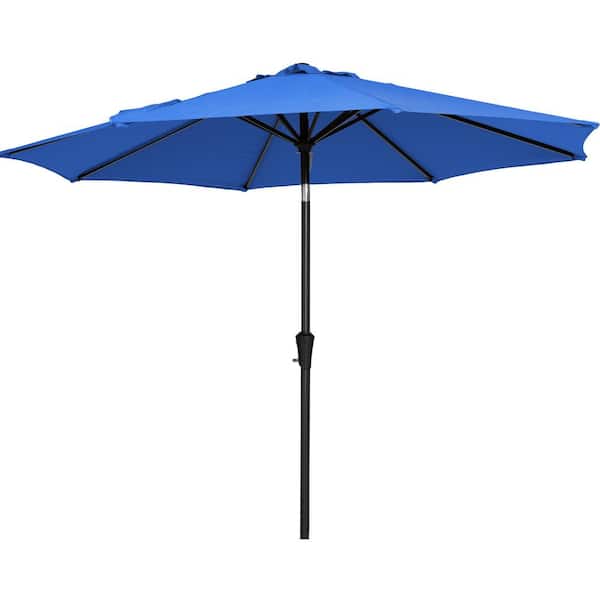 JEAREY 10 ft. Market Patio Umbrella with Push Button Tilt and Crank in Blue