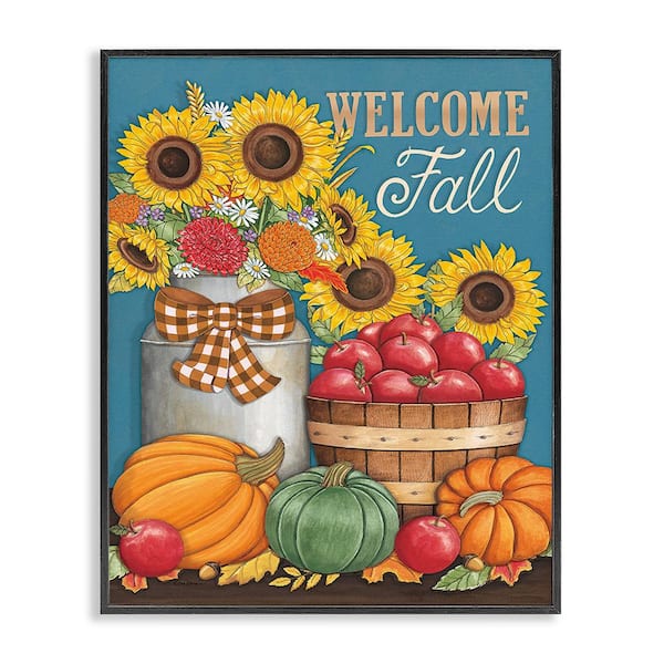 Stupell Industries Welcome Fall Harvest by Deb Strain 1 Piece Framed Graphic Print Nature Poster Art Print 20 in. x 16 in.