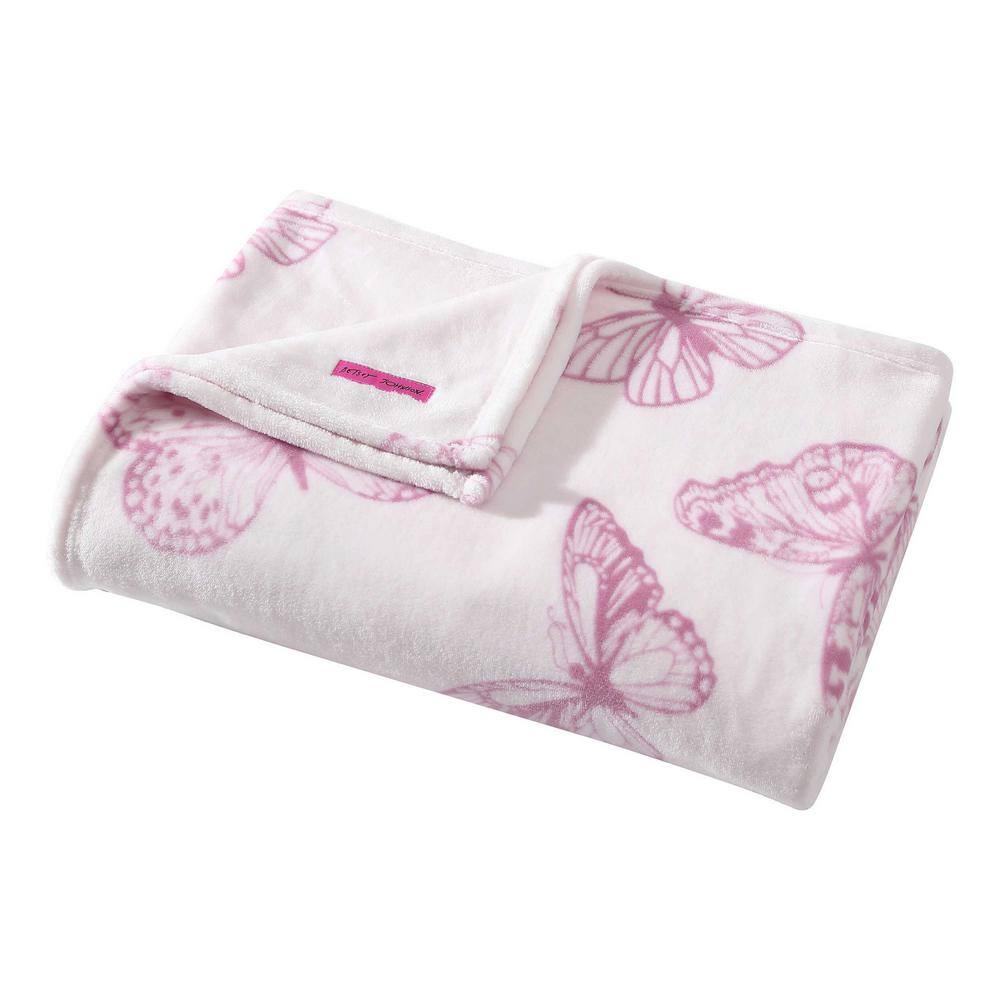 Ultra Soft Pink and Floral Fleece Reversible Throw Blanket