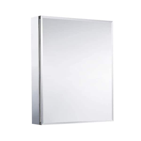 Kahomvis 24 in. W x 30 in. H Silver Aluminum Recessed/Surface Mount Soft Close Medicine Cabinet with Mirror and Adjustable Shelf