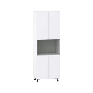 Fairhope Bright White Slab Assembled Pantry Kitchen Micro Cabinet (30 in. W x 89.5 in. H x 24 in. D)