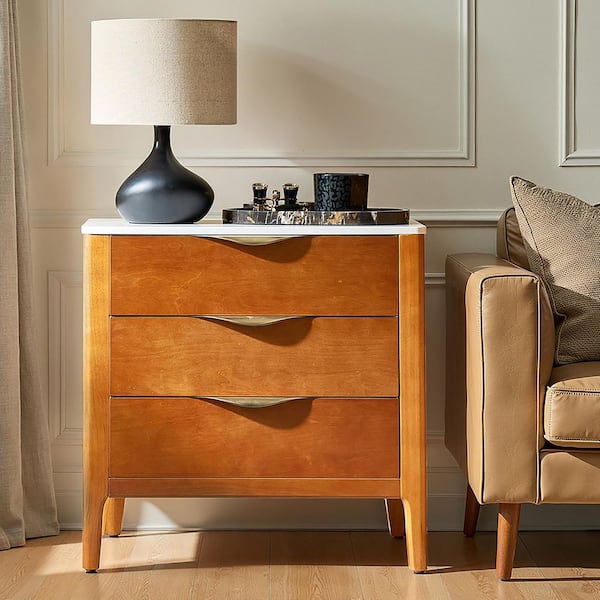 Niccol Acorn 3-Drawer 25.75 in. W Nightstand with Built-In Power Outlet and USB Ports (Set of 2)