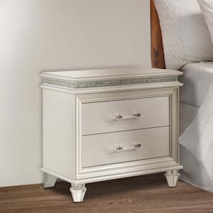 Silver 2-Drawer 17.38 in. Wooden Nightstand