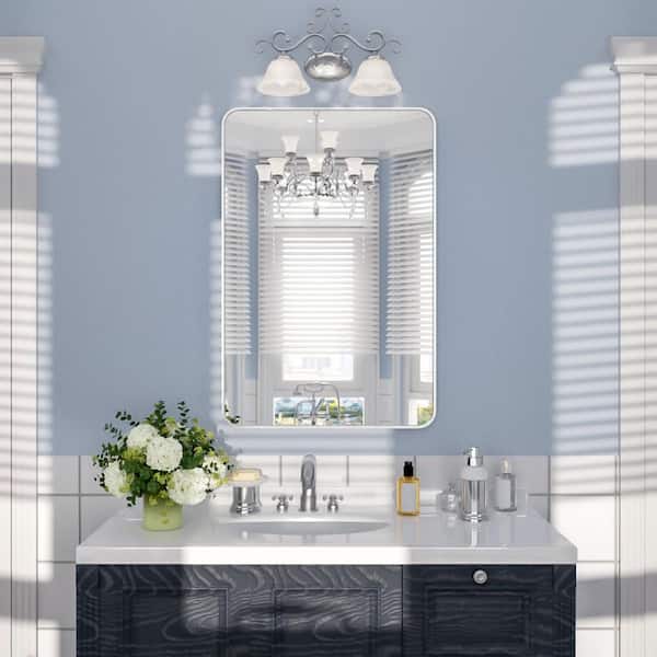 Nivorix Suro 24 in. W x 36 in. H Tempered Glass Gun Grey Rectangular Framed Wall Bathroom Vanity Mirror