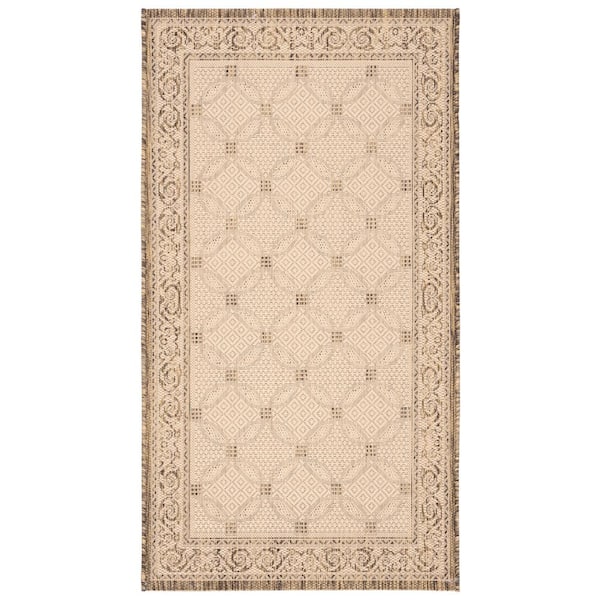 SAFAVIEH Courtyard Natural/Brown Doormat 3 ft. x 5 ft. Border Indoor/Outdoor Patio Area Rug