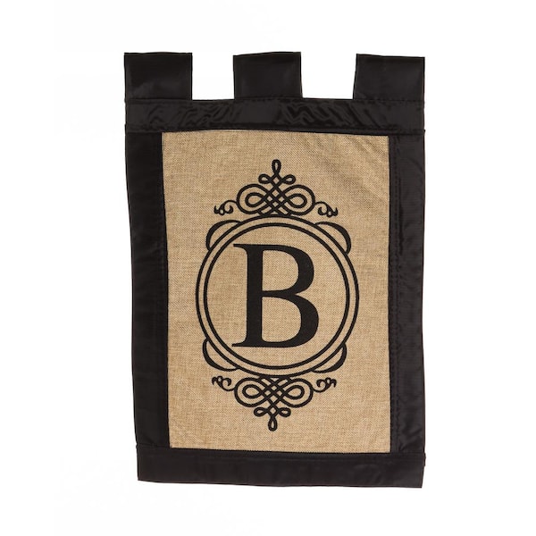 Evergreen 12.5 in. x 18 in. Garden Sub Burlap Monogram B Flag