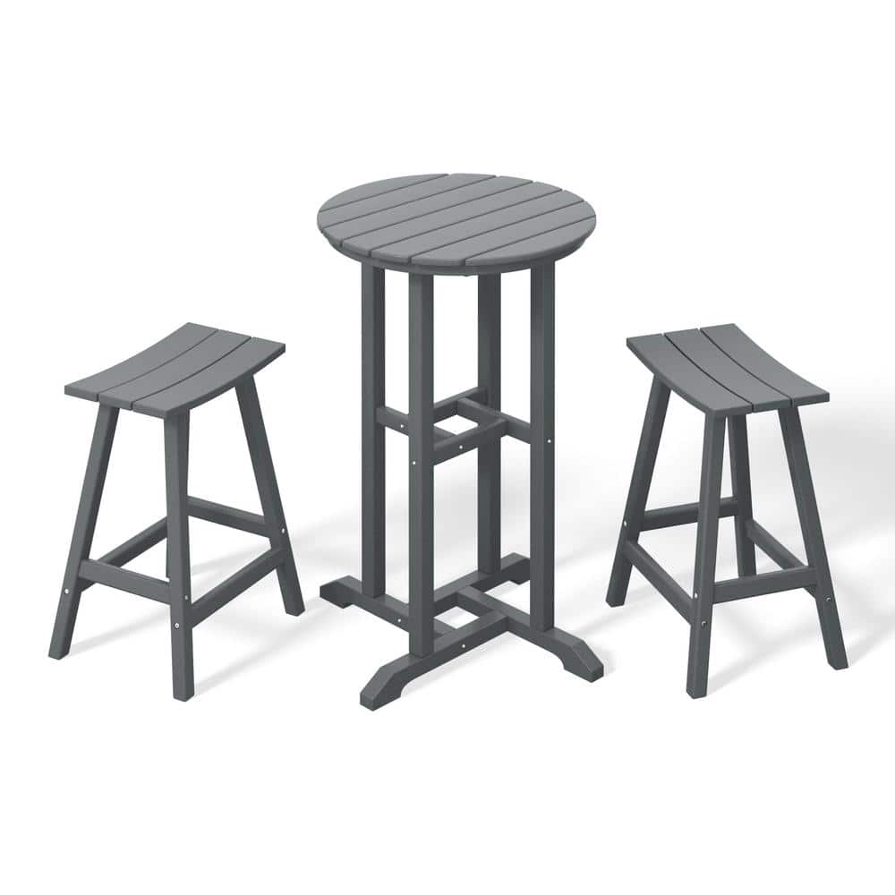 Laguna 3-Piece HDPE Weather Resistant Counter Height Outdoor Patio Bistro Set, Gray price history on PriceWatchPro