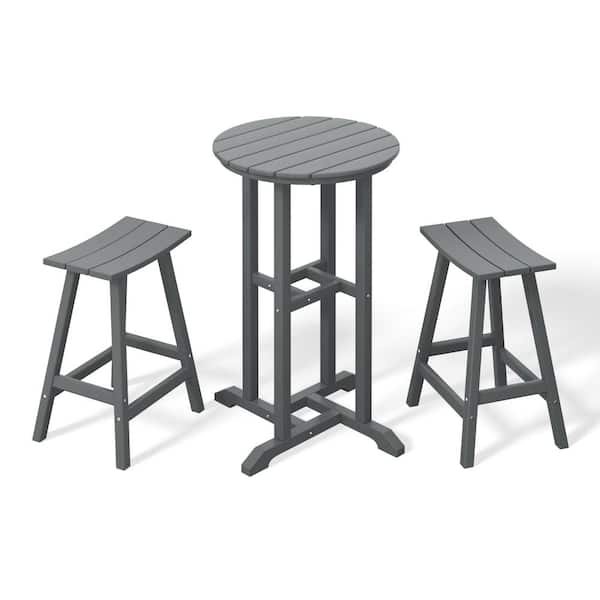 WESTIN OUTDOOR Laguna 3-Piece HDPE Weather Resistant Counter Height Outdoor Patio Bistro Set, Gray