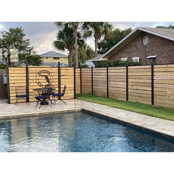 Slipfence 7-ft H x 1-1/2-in W Black Aluminum Horizontal Flat-top Decorative Fence Rail