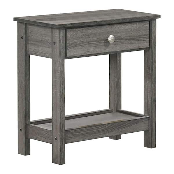 Furniture of America Mingden 21.13 in. Gray Rectangle Wood Top End Table