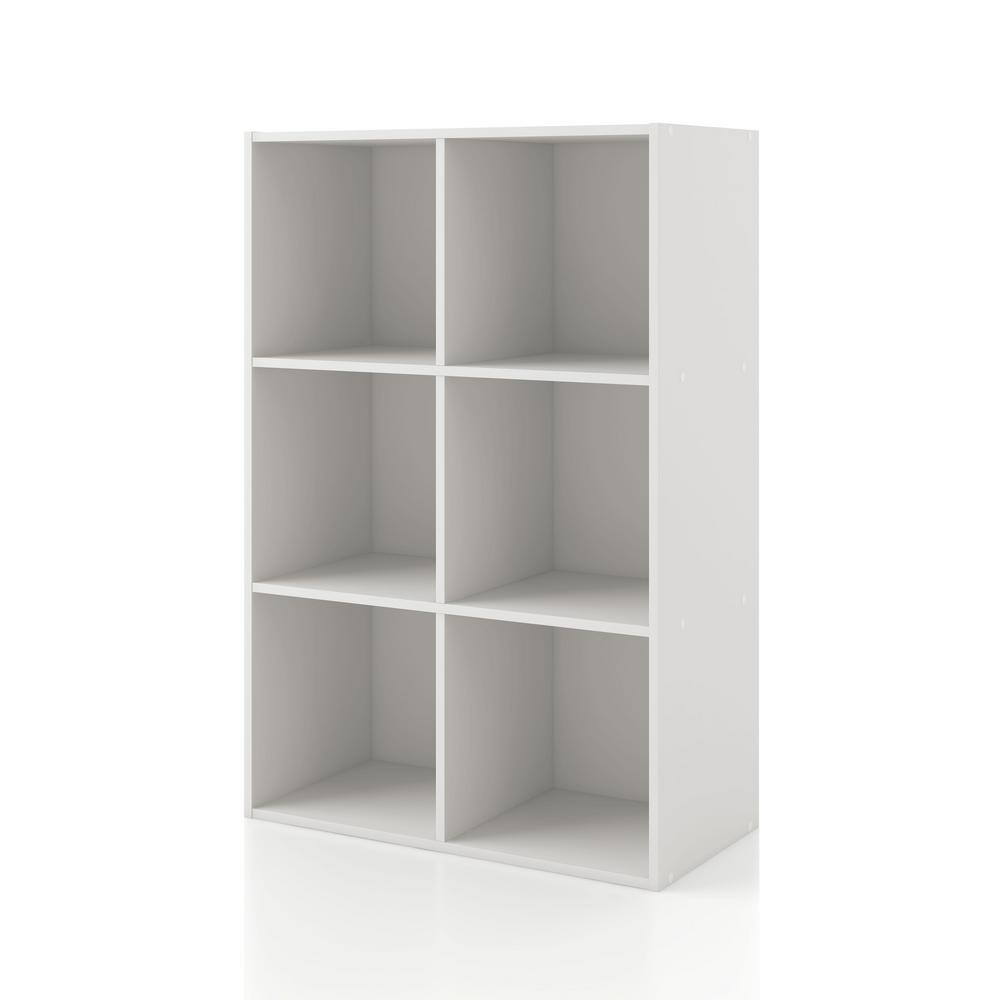 White Rectangular Stackable 6-Cube Wood Bookcase