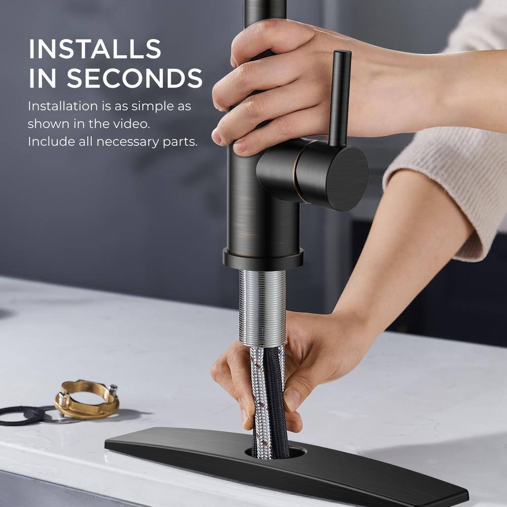 Oil Rubbed Bronze Pull Down Kitchen Faucet with Spray