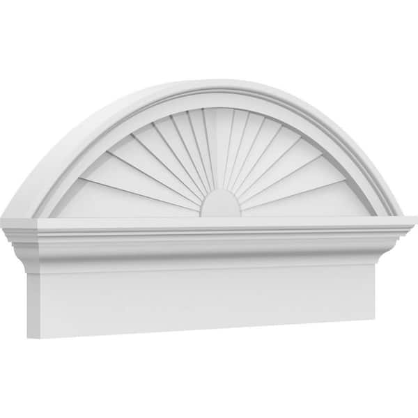Ekena Millwork 2-3/4 in. x 26 in. x 13-3/8 in. Segment Arch Sunburst Architectural Grade PVC Combination Pediment