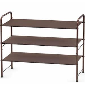 31 in. H 12-Pairs of Shoes, Brown Family Metal Shoe Rack
