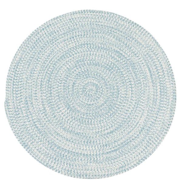 Kaari Federal Blue 8 ft. x 8 ft. Tweed Indoor/Outdoor Round Area Rug