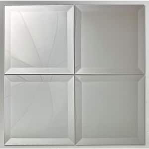 Frosted Elegance Beveled Square Glossy Gray 8 in. x 8 in. Glass Decorative Backsplash Wall Tile (0.444 sq. ft./Piece)