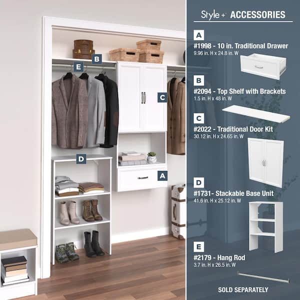 Selectives 25 in. W White Tower Unit Stackable 3-Shelf Wood Closet System