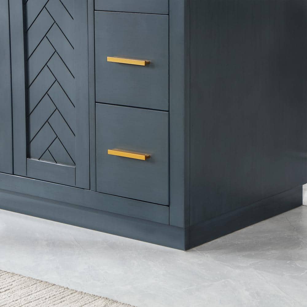 Gazsi 42" Charcoal Blue Wood Vanity with Composite Stone Top