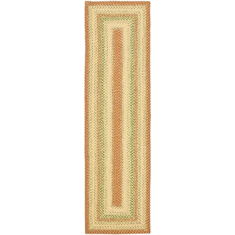 Ivory Braided Synthetic 27'' Easy Care Reversible Runner Rug