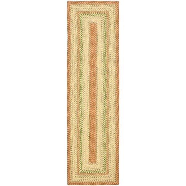 SAFAVIEH Braided Rust/Multi Doormat 3 ft. x 5 ft. Border Runner Rug