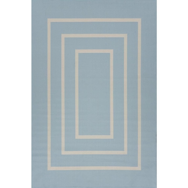 Arissea Bordered Blue 5 ft. x 8 ft. Outdoor Area Rug