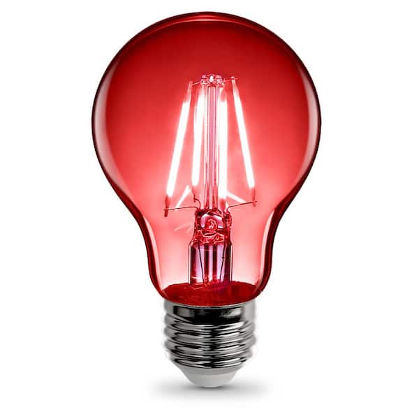 Feit Electric 25-Watt Equivalent A19 Dimmable Filament Red Colored Glass E26 Medium Base LED Light Bulb (1-Bulb)
