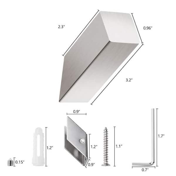 Modern Square J-Hook Robe and Towel Hook in Brushed Nickel for Bathroom, Livingroom and Hotel (4 Pack)