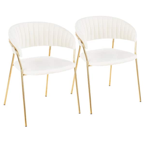 Lumisource Tania Gold with White Velvet Arm Chair (Set of 2)