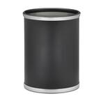 thumbnail image 2 of KraftwareSophisticates Black/Brushed Chrome Waste Basket With Bands And Black Bumper 2 of 13
