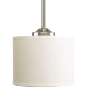 Inspire Collection 6.5 in. 1-Light Brushed Nickel Transitional Hanging Kitchen Mini-Pendant with Beige Linen Shade