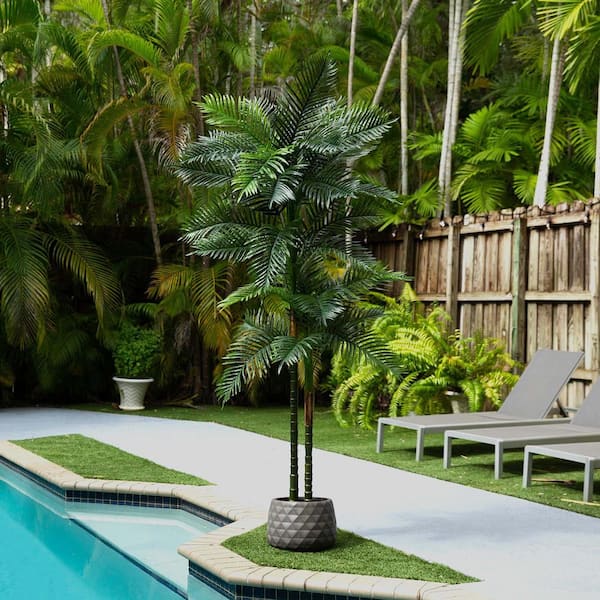 Nearly Natural 8 ft. UV Resistant Artificial Double Robellini Palm