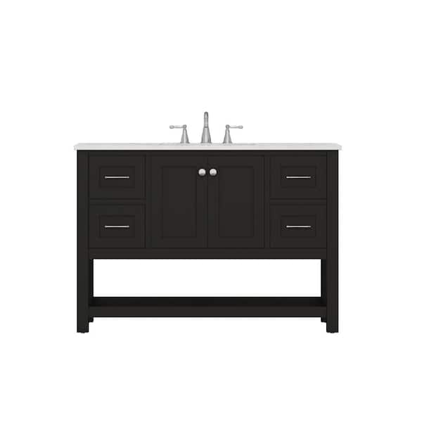 Alya Bath Wilmington 48 in. W x 34.2 in. H x 22 in. D Bath Vanity in Espresso with Marble Vanity Top in White with White Basin