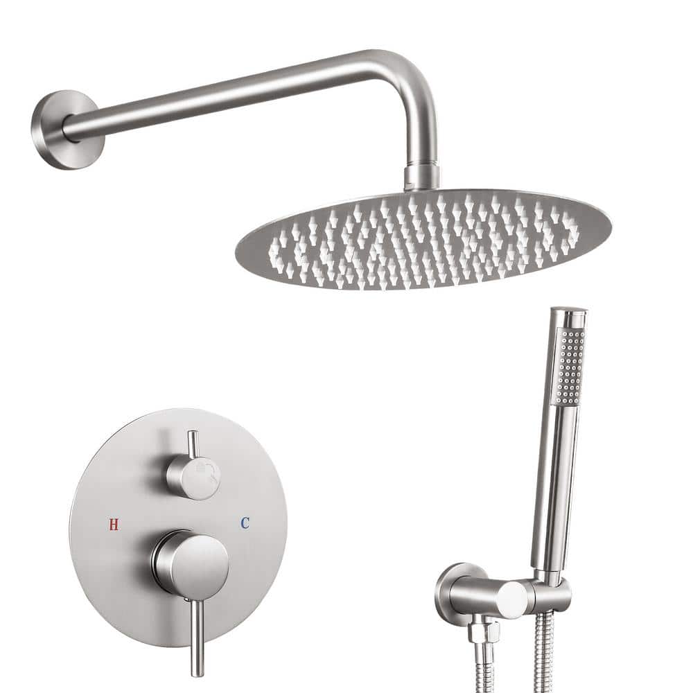 Single Handle 2-Spray 8 in. Round Shower Faucet 2.5 GPM with 360° Swivel A