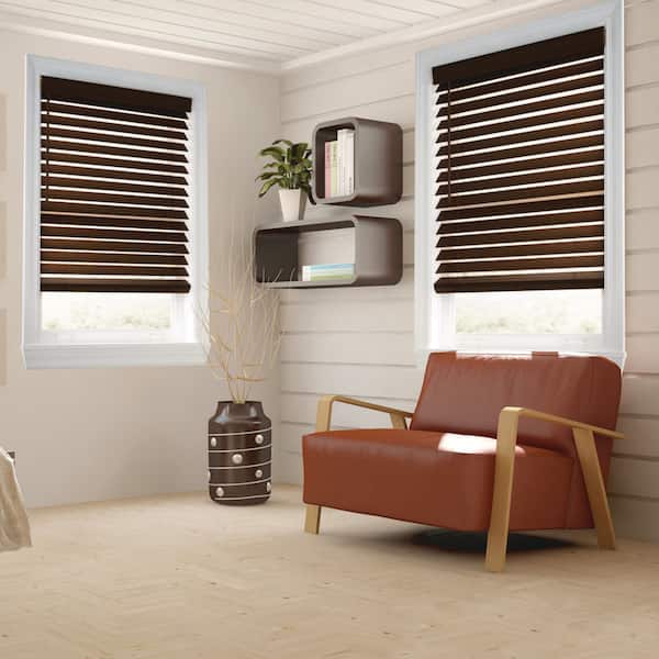 Custom Designer 2.5 in. Cordless Room Darkening Faux Wood Blinds