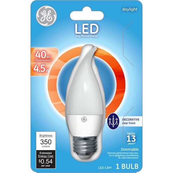 GE 40W Equivalent Daylight (5000K) CAM Frost Dimmable LED Light Bulb