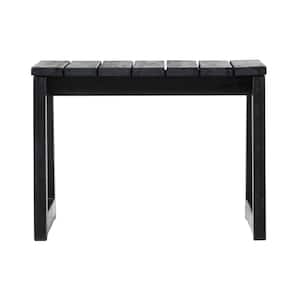 Black Wash Rectangle Wood Modern Box-Leg Outdoor Side Table