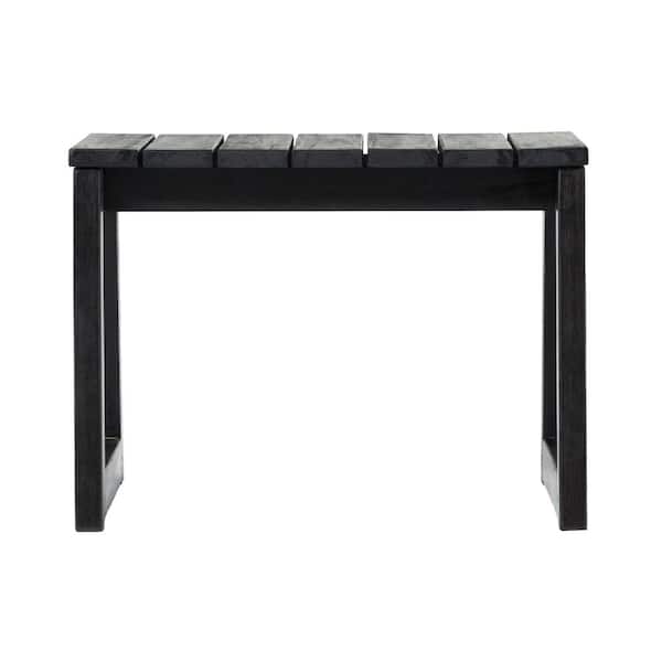 Welwick Designs Black Wash Rectangle Wood Modern Box-Leg Outdoor Side Table