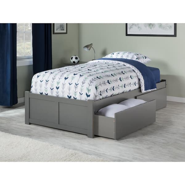AFI Concord Twin XL Platform Bed with Flat Panel Foot Board and 2-Urban Bed  Drawers in Grey AR8012119 - The Home Depot