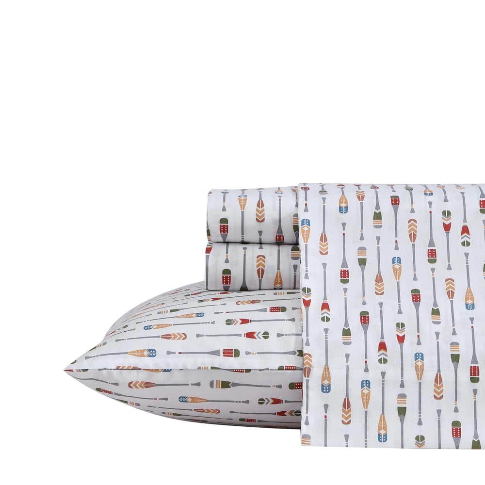 Canoe Lake Paddle 4-Piece White Cotton Queen Sheet Set price history on PriceWatchPro