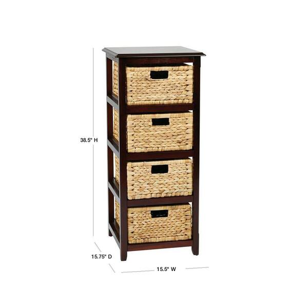 Osp Home Furnishings Seabrook Espresso, Wooden Shelving Unit With Baskets