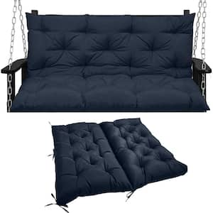 71 in. x 40 in. 3-Seater Replacement Outdoor Swing Cushions with Back Support, Waterproof Bench Cushion (Navy Blue)