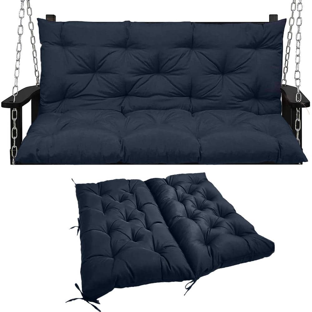 71 in. x 40 in. 3-Seater Replacement Outdoor Swing Cushions with Back Support, Waterproof Bench Cushion (Navy Blue) price history on PriceWatchPro