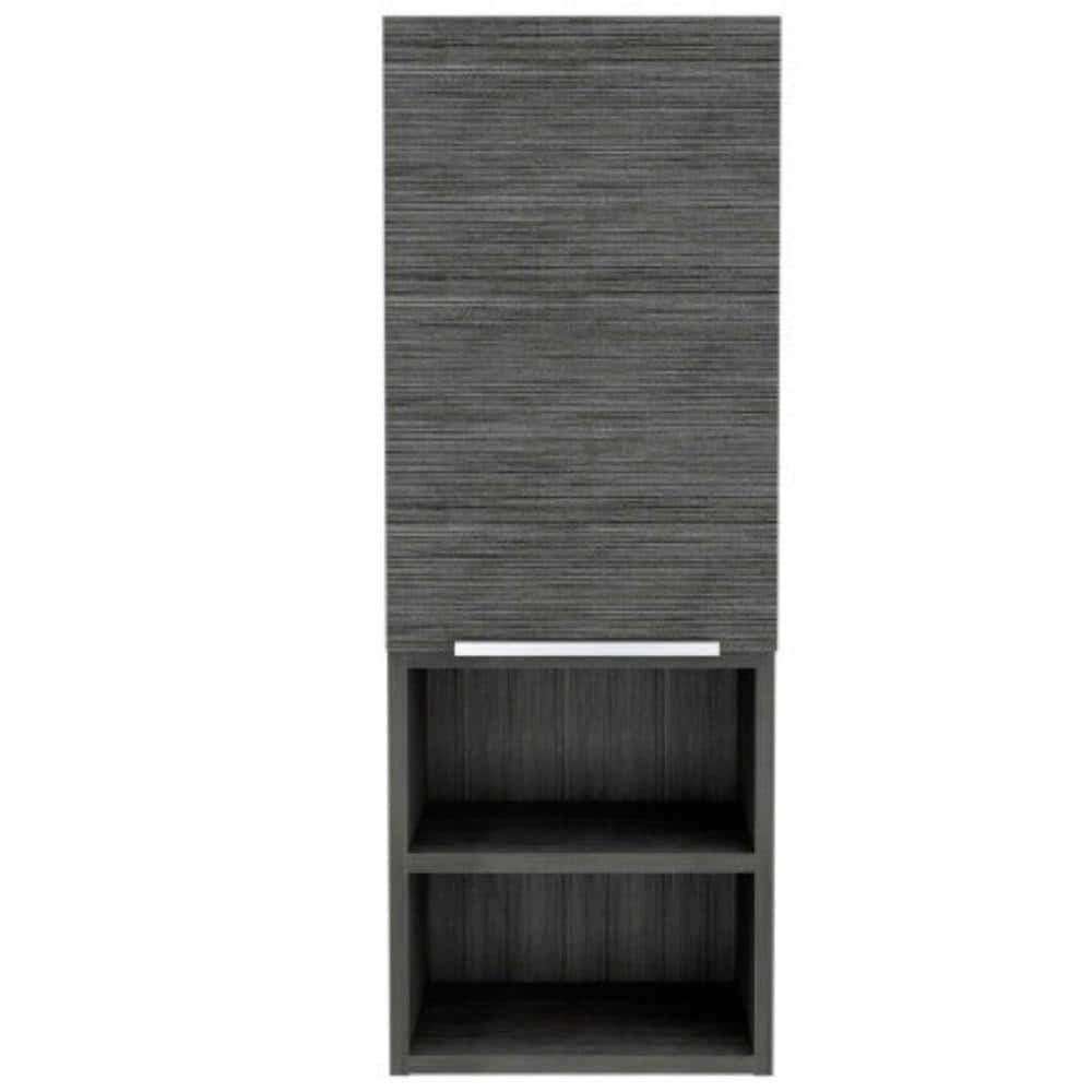 10.04 in. x 32.17 in. Rectangular Gray Surface Mount Medicine Cabinet witho