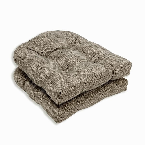 Pillow Perfect Solid 19 x 19 Outdoor Dining Chair Cushion in Grey/Tan (Set of 2)
