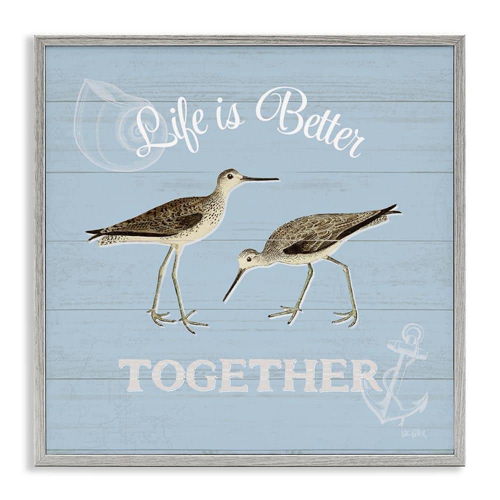 Better Together Coastal Sandpipers by Katie Pertiet Gray Framed Giclee Art Print Animal 12 in. x 12 in. price history on PriceWatchPro