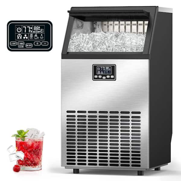 31.42 in. 100 lb./Day Freestanding Crescent Ice Maker Commercial Unit with 28 lb. Bin and Stainless Steel Silver