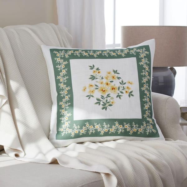 Company Cotton Suhana Decorative Green 20 in. L x 20 in. W Throw Pillow Cover