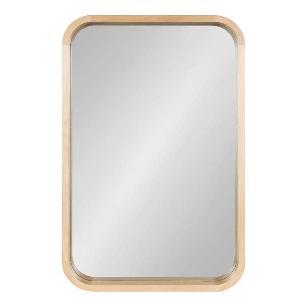 Hutton Natural Wood Rounded Radius Rectangular Wall Mirror 20x30