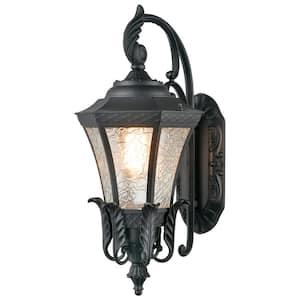 20.87 in. Black Outdoor Hardwired Lantern Wall Sconce with No Bulbs Included